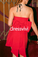 Bow Knot Back Strapless Tube Mini Dress