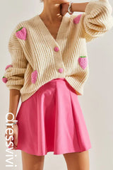 Women's Strawberry Buttoned Knitwear Cardigan