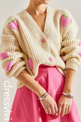 Women's Strawberry Buttoned Knitwear Cardigan