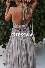 Spaghetti Strap Maxi Cami Dress with Pocket