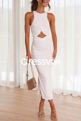 Twist Front Cut Out Side Split Bodycon Tank Dress