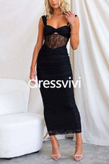 Ruched Mesh Insert Bodycon Maxi Cami Dress