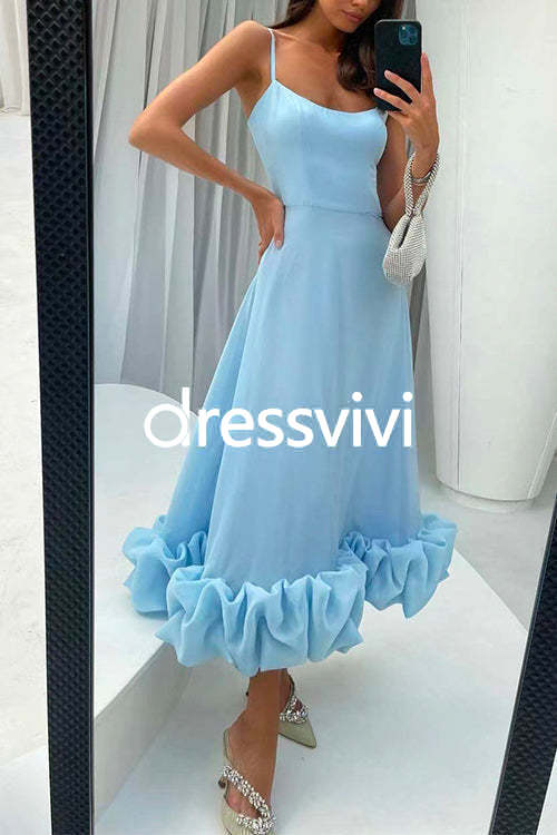 High Waist Ruffle Hem Swing Maxi Cami Party Dress