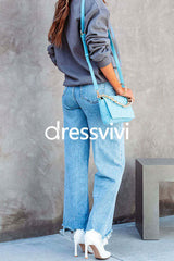 Raw Hem Wide Leg Casual Denim Pants